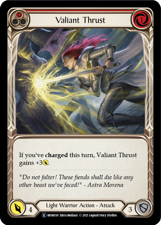 Valiant Thrust (Red) [U-MON039-RF] Unlimited Rainbow Foil