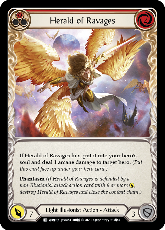 Herald of Ravages (Red) [MON017-RF] 1st Edition Rainbow Foil